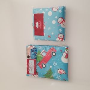 Lot of 2 Christmas snow man Round Table cloth